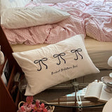 White Cotton Embroidery Bow Tie Throw Pillow Cover Soft Home Textile Cushion Cover Bed Sofa Decorative Long Pillowcase