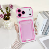2 In 1 Clear PC Jelly Card Pack Phone Case For iPhone 17 Air 16 15 14 13 12 11 Plus Pro Max Insert Soft Full Frame Bumper Cover