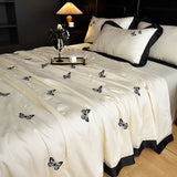 White Butterfly Quilts Air Conditioning Blanket Summer Quilt Silky High Quality Skin-Friendly Bedding with Embroidery 200*230cm