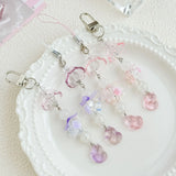 Abutilon Flower Crystal Beaded Charm Phone Pendant Crystal Wristband Keychain Bracelet Lanyard Cord