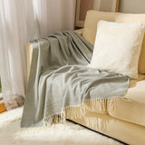 Herringbone Faux Cashmere Throw Blanket Lightweight Fuzzy Soft Cozy with Chevron Fringe Travel-Friendly Farmhouse Christmas Gift