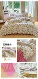 Flower Skin-friendly Washed Cotton Bedding Set Duvet Cover Set Korean Lace Ruffles Quilt Cover Soft Cover Bed Linen Pillowcases