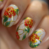 French Almond False Nails Retro Flowers Wearable Hand Drawn Press on Nails for Woman Datachable Full Cover False Nails Tips
