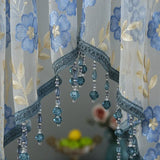 Embroidery Sheer Valance Door Decor Lace Short Curtain with Tassel Beads Embroidery Sheer Valance for Living Room New