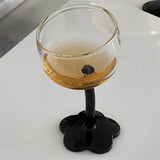 Cute Colourful Glass Wine Glass Tilted Heads Goblet Red Wine Cocktail Champagne Glass Cup Dessert Ice Cream Bow Cup