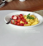 Ele Oval Cerc Plate Ins Sle Milk White for Restaurant Pastries Salads Fruits Pasta Multi Functional Diware
