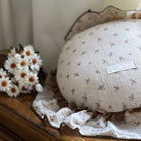 INS Round Ruffle Edge Floral Throw Pillow Stuffed Cushion Girl Heart Sweet Princess Cotton Home Bed Sofa Decor Cushion Headrest