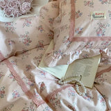 4Pcs Korean Princess Style Floral Ruffles 100% Cotton Bedding Set Queen King Size Duvet Cover Bed Sheet/Fitted Sheet Pillowcases