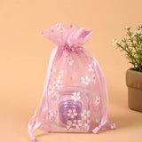 50Pcs/Lot Flower Organza Drawstring Pocket Candy Jewelry Pouches Packaging Gift Bags Birthday For Wedding Party Christmas Favors