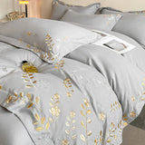 4pcs/set Light Luxury 120s Pure Cotton Floral Embroidered Quilt Cover Pillowcases Fitted Sheet Skin-friendly Naked Bedding Set