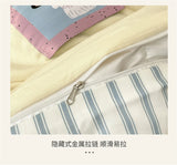 Kawaii Cartoon Dog Washed Cotton Bedding Set for Girl Boys Skin-friendly Duvet Cover Set with Sheet Soft Comfortable Quilt Cover