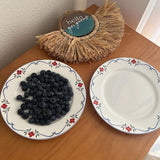 Creative Floral Plate Household Circular Serving Plates High-end Simple Fruit Dessert Dish Nordic Style White Ceramic Tableware