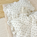 Korean Baby Girl Crib Bedding Set Bunny Rose Cherry Floral Cotton Muslin Cot Bedding Kit Duvet Cover Pillowcase No Filler