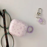 new earphone case for apple airpods pro 2 charging box protection cover purple flower fall prevention keychain for airpods 4 3 2