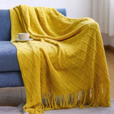 Knitted Twin Size Blanket, Coffee Throw Blanket for Couch Soft Lightweight Breathable Summer Living Room Home Decor Outdoor