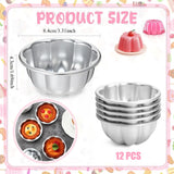 12PCS Flower Shape Egg Tart Molds Aluminum Alloy Reusable Pudding Jelly Mold for Home DIY Tartlet Cupcake Muffin Baking Supplies
