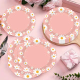80pcs Pink Daisy Disposable Tableware Set Floral Paper Plates Cups Napkins For Baby Shower Girls Birthday Party Supplies