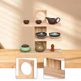 Wooden Desktop Organizer Shelf Storage Rack Stylish Display Stand for Office Home Tea Room Accessories Storage