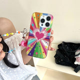 Cute Heart Colorful Rainbow Star Glitter Phone Case for IPhone 14 15 16 Pro Max 15pro 13 IMD Silicone Shockproof Back Cover Case