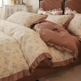 Princess Double-Layer Yarn Pure Cotton Bedding Set Skin Friendly Duvet Cover Kit for All Seasons Home Dormitory Comforter Set