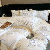 Luxury Digital Printing Flowers and Plants Bedding Set Lyocell Eucalyptus Fiber Soft Silky Duvet Cover Bed Sheet Pillowcase 4Pcs