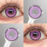 2Pcs 6 Months Purple Cosplay Contact Lenses 14.5mm Big Diameter Anime Colored Pupils Soft Eye Lenses