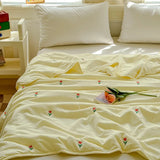 2025 new embroidered washed cotton summer quilt machine washable light dormitory single double summer air conditioner quilt