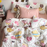 Bed Linen Bedding Set A-Class Washed Cotton Four-Piece Bed Sheets Set Comfort Sets Solid  Couple Bed Quilt Cover Home Textile