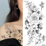 Rose Flower Skin Tattoo Stickers Blossom Flase Tattoos for Body Apart Leg Arms Neck Back Temporary & Removable Flower Tattoos