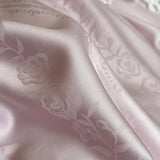 Vintage Rose Jacquard Lyocell Soft Silky Cooling Hollow Lace Edge Bedding Set Duvet Cover Flat/Fitted Bed Sheet Pillowcases 4Pcs