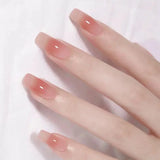 10Pcs Handmade Press on Nails Full Cover Pure Color Design French Ballerina False Nails Artificial Wearable Manicure Nail Tips
