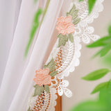 1PC Floral Embroidered Lace Sheer Curtain, Light Filter Drape for Bedroom Living Room Kitchen, Warm Housewarming Gift