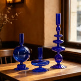 Modern Bubble Shaped Glass Candlestick Holder Set Taper Candle Stand Elegant Desktop Decoration for Party Living Room Banquet