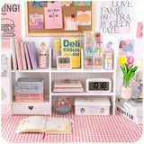 Double-Layer Desktop Organizer Rack Stationery Office Desk Accessories Storage Desktop Cosmetics Organizers Storage Shelf