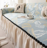 Summer Silky Sofa Towel with Skirt Edge Nordic Cool Non-Slip Seat Cushion for Living Room Comfort All Inclusive Home Textiles