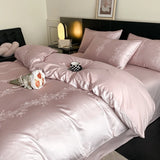 4Pcs Light Luxury High-end Sense 160 Pcs 100% Cotton Tribute Satin Jacquard Quilt Cover Sheet Simple Bedding
