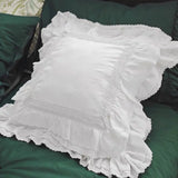 Pink/White Princess Embroidered Cushion Cover Ruffle Lace Cotton Pillow Cover Handmade Elegant Sofa Bedding Pillowcase 45X45cm
