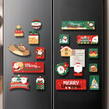 Festive Christmas Fridge Magnets Cartoon Santa Snowman Reindeer Magnets Refrigerator Decor Holiday Home Decorations