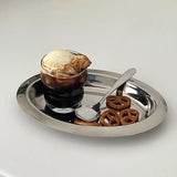 Creative Oval Breakfast Coffee Table Pastries Desserts Plate Stainless Steel Appetizer Salad Fruits Serving Tray for Birthday