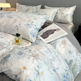 Flower Printed Duvet Cover Set Satin Silk Bed Cover Sets for Summer Queen/King Size Silky plumones de cama Coolling Bedding Set