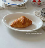 Ele Oval Cerc Plate Ins Sle Milk White for Restaurant Pastries Salads Fruits Pasta Multi Functional Diware