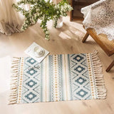 Cotton Linen Rugs and Carpets for Home Living Room Bedroom Tapestry Decorative Boho Ethnic Anti-slip Tassel Woven Floor Mat Door