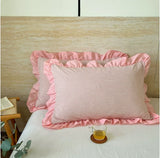100% Cotton Lace Pillowcase 48x74cm Yarn-dyed Washed Cotton Stripe Pillow Cover Bedding Decorative Pillow Sham With Zipper
