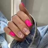 24Pcs Simple False Nails with Glue Short Almond Fake Nails Glitter Aurora Round Head Full Cover Nail Tips Oval Press on Nails