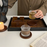 4Pcs/1Set Bamboo Coaster Creative Insulated Tea Ceremony Tea Coaster Holder Glass Cup Mat Solid Wood Coffee Coaster Home Oven Mittsing Table Decoration Suitable for Holidays, Parties, Birthday, Weddings and Dinner Gifts
