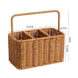 Large Capacity Woven Basket with Handle Easy Clean Storage Tray Woven Weaving Smooth Corner Utensil Organizer Basket