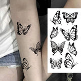 1 Sheet Compass Flower Temporary Tattoos For Women Men Adults Skull Lion Owl Tattoo Sleeve Sticker Black Fake