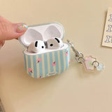 Gentle pink apple blue stripe earphone case for Apple airpods1/2/3/4 generation airpods pro2 generation silicone soft cute case