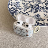 Sky Blue Stripe English Pattern Butterfly Penguin Silicone Shockproof Protection Case for AirPods 1 or 2 3 4 Pro 2 Soft Cover