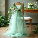 50-10pieces 200x75cm gauze Chair Back Veil Wedding Chair Sashes Wedding Chair Bows Covers Ribbon Party XMS Aisle Chair Decor